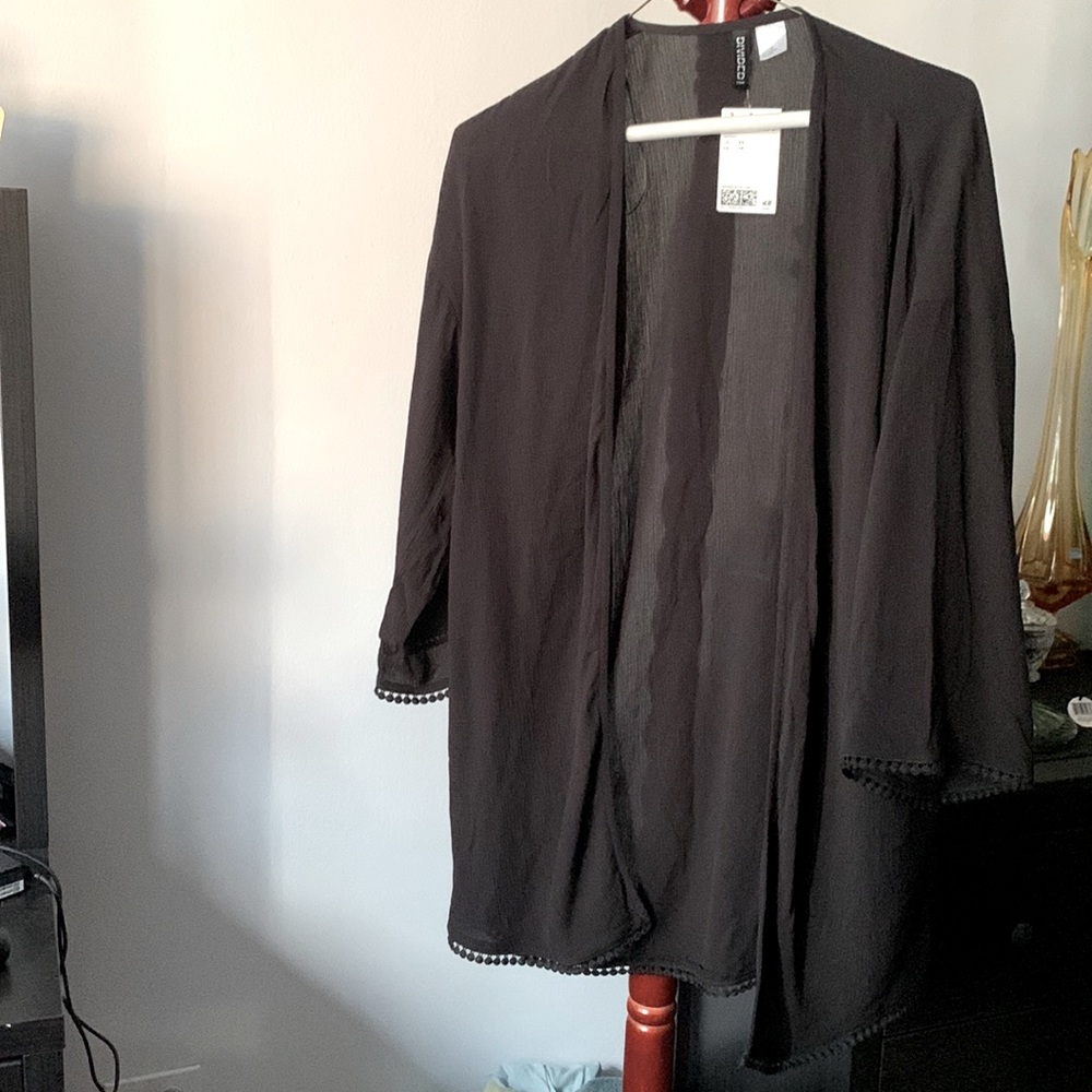 Amazing Lightweight Black 3/4 Sleeve Soft Duster Cardigan Jacket NWT H&M XS